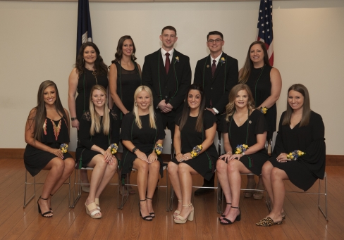 seated, from left) London Raborn of Walker, Meghan Matherne of Slidell, Brianna Foster of Albany, Jennifer Gresse of St. Rose, Kristin Smith of Springfield, Taylor Miley of Denham Springs, (standing, from left) Madeleine Duhon of Lafayette, Meggy Worth of Hammond, Stuart Tournillon of Ponchatoula, Josh Maggio of Kentwood and Ashley Perrault of New Roads.